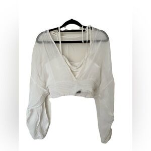 Anthropologie Y2K Sheer White Blouse Size S BNWT